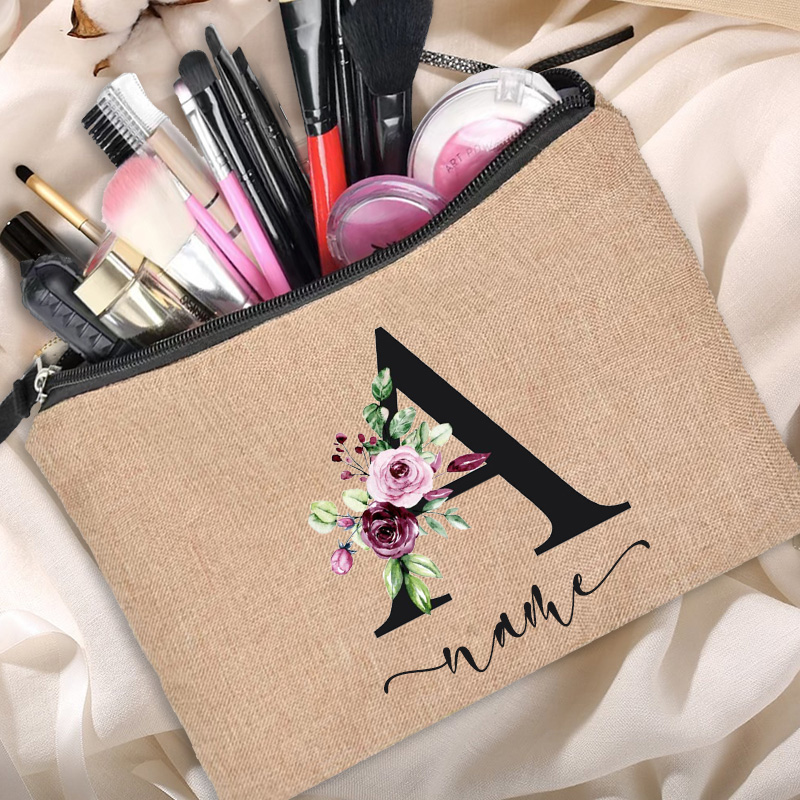 Beauty Makeup Names - حقيبة ماكياج من الكتان مخصصة شخصية