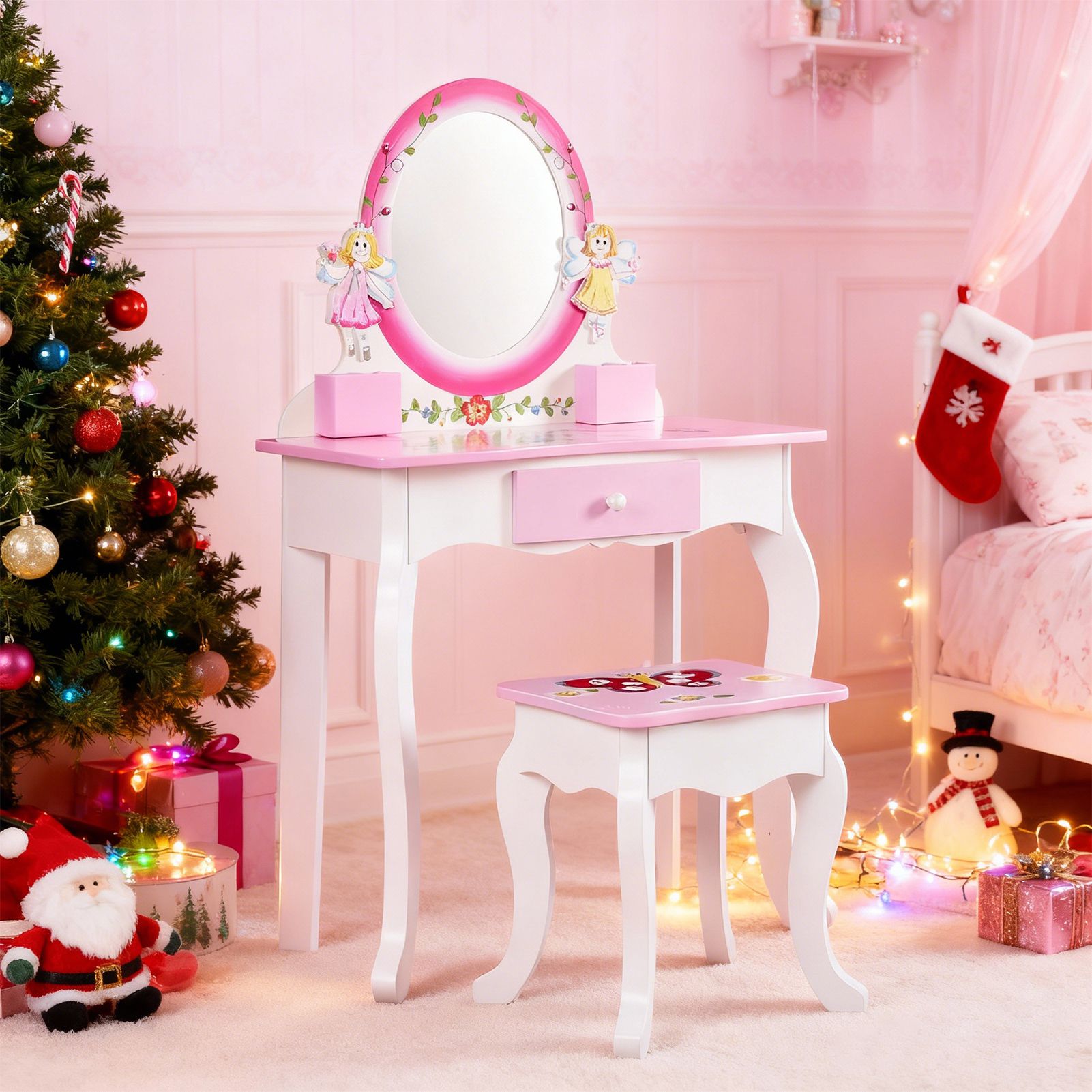 Beauty Makeup Desk - طاولة تجميل للأطفال بتصميم زهري من